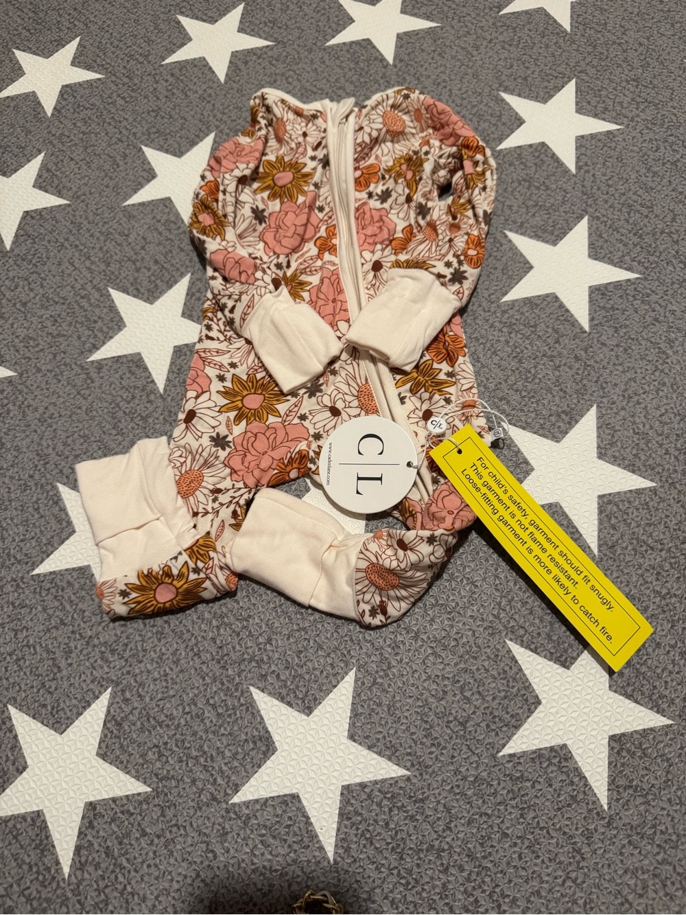 Caden Lane Pink & Cream Infant One-Piece Zipper Romper